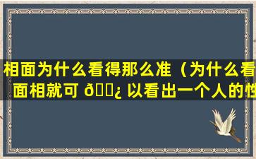 相面为什么看得那么准（为什么看面相就可 🌿 以看出一个人的性格）